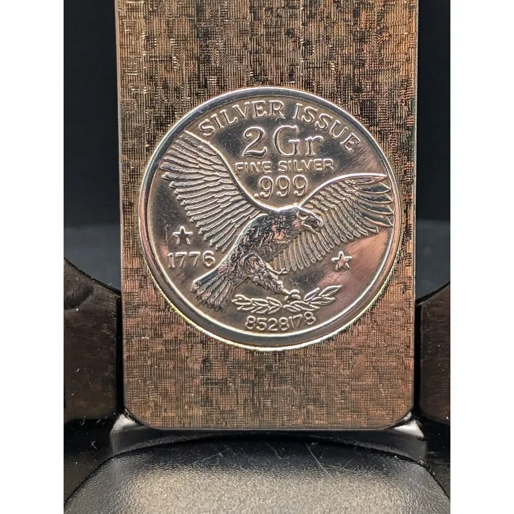 1776 .999 Silver Eagle Coin Insert Gold-Tone Money Clip
